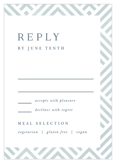 Our Elegantly Modern Response Cards gather a headcount of every friend and family member that plans to attend your wedding.