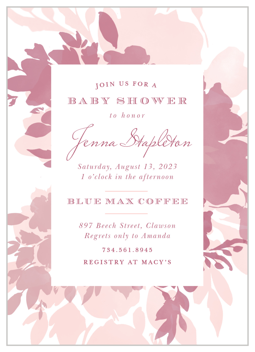 Blooming Watercolors Baby Shower Invitations