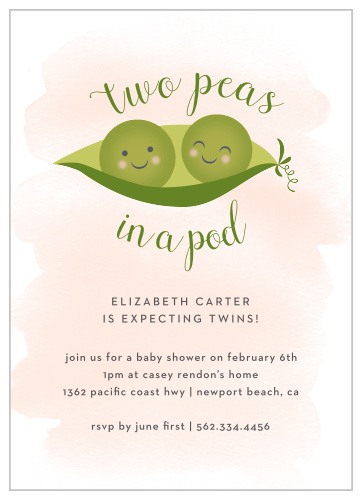 Twin Peas Baby Shower Invitations