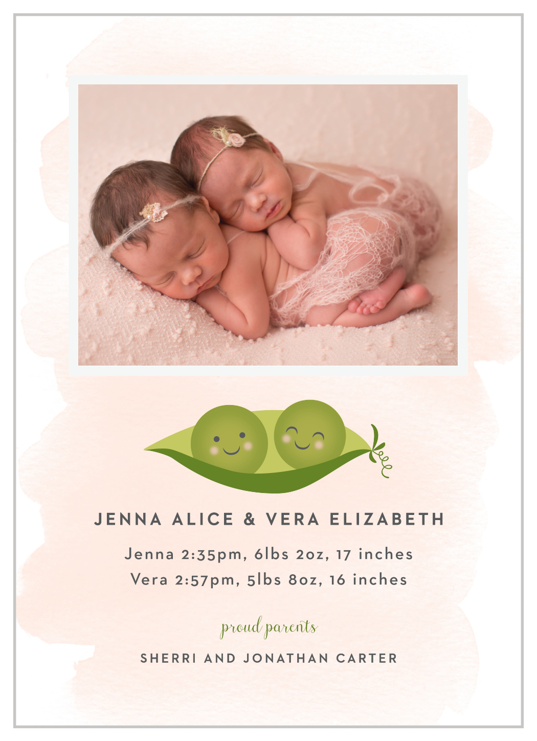 Twin Peas Birth Announcements