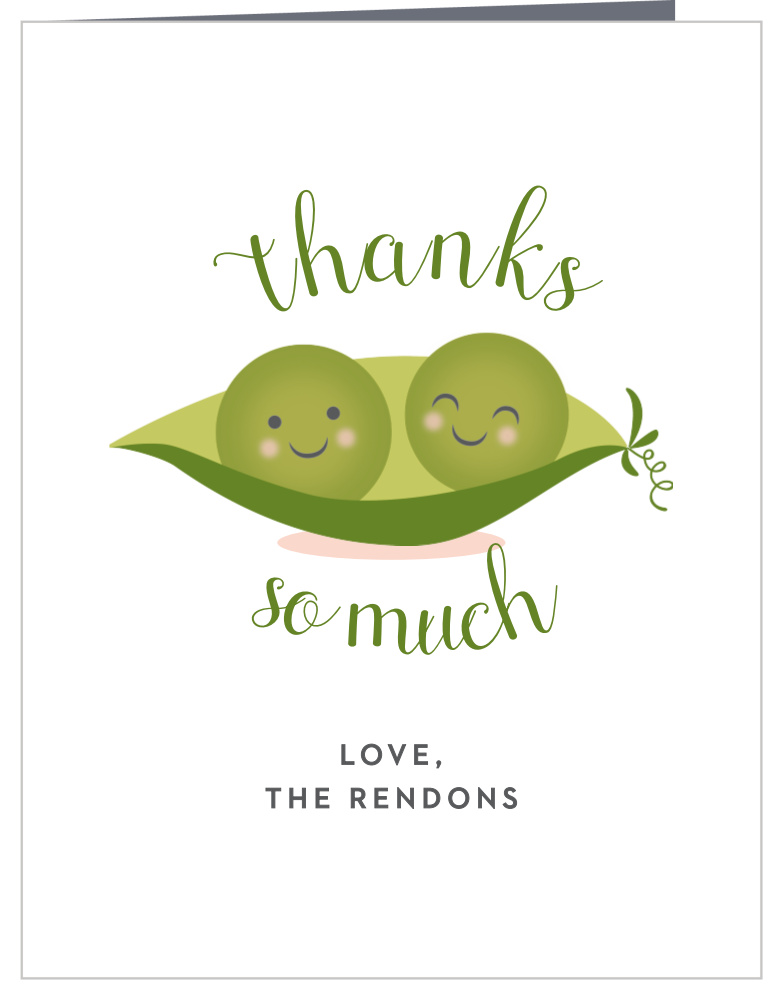 Twin Peas Baby Shower Thank You Cards
