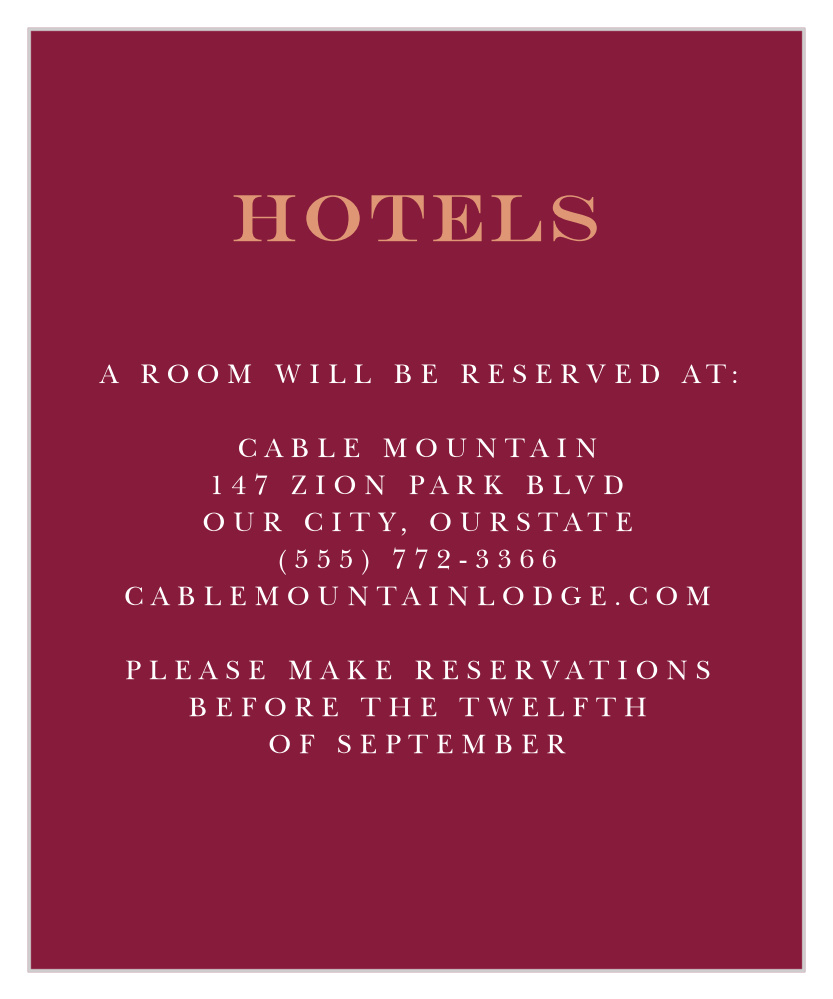 Maroon Bouquet Accommodation Cards