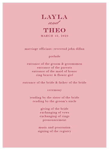 Accent your wedding day's elegant atmosphere with our Maroon Bouquet Wedding Programs.