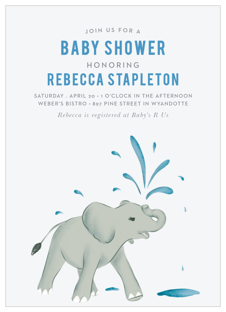 Elephant Showers Baby Shower Invitations