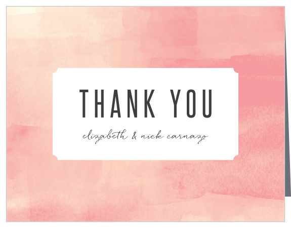 Our Modern Painting Wedding Thank You Cards feature a ticket shaped backdrop, framed by a gorgeous blend of rose and cream hues.