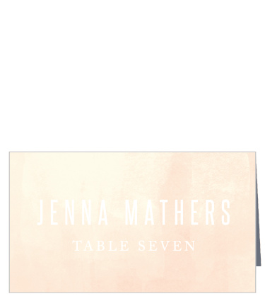 Our Modern Painting Place Cards feature a gorgeously blended background of pink and cream hues, topped with your names in a modern, thin-lined text.