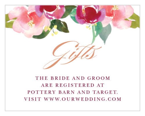 Guide your friends to your wedding registries with our Maroon Bouquet Registry Cards.