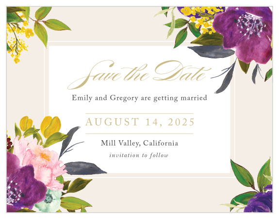 Make a spot on everyone’s calendar with our Regal Arrangement Wedding Save the Date Magnets.