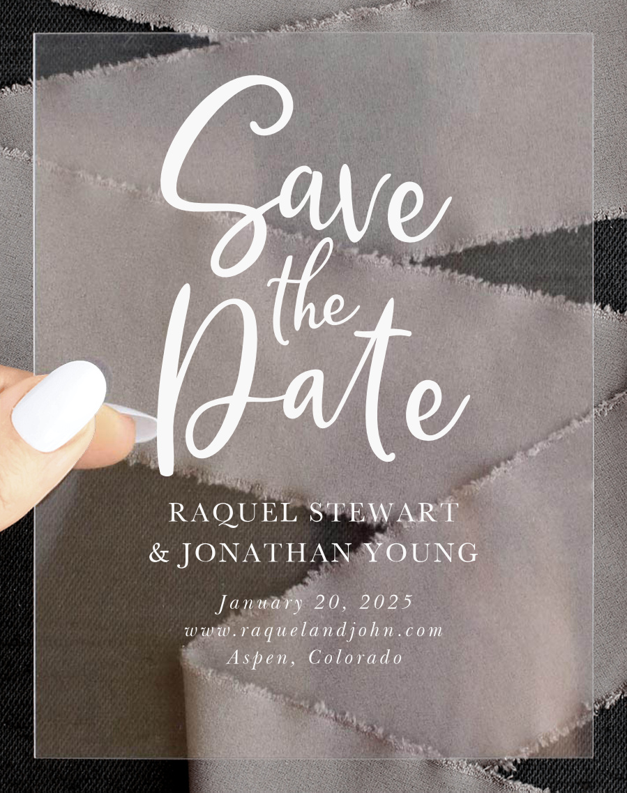Casual Script Clear Save the Date Cards