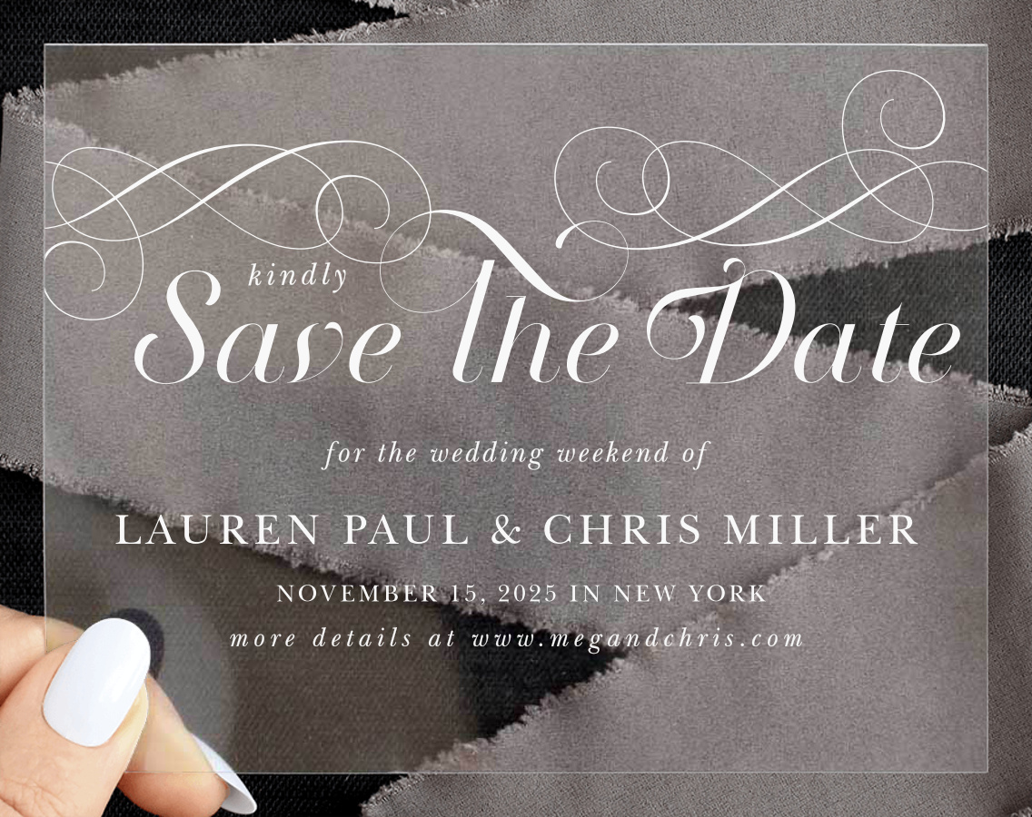 Chic Elegance Clear Save the Date Cards