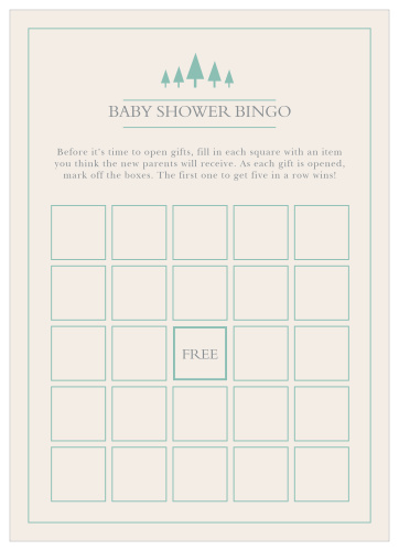 The Woodland Outline Baby Shower Bingo is perfect for those wanting a minimum, but whimsical shower game.