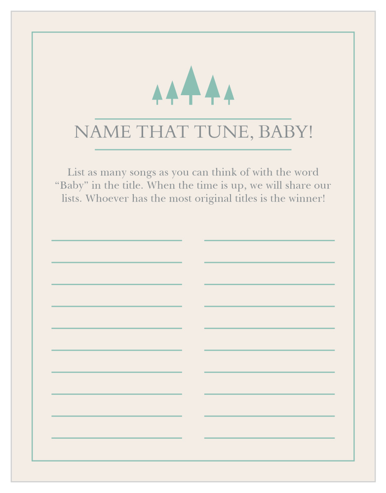 Woodland Outline Baby Song Contest