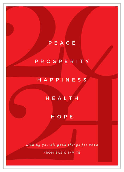 Spread holiday cheer and joy with the endless elegance of our All The Wishes Corporate New Years Cards. Bright, festive red fills the background alongside bold lettering for the year, while a modern print spells out every word you could ever want to share with your employees.