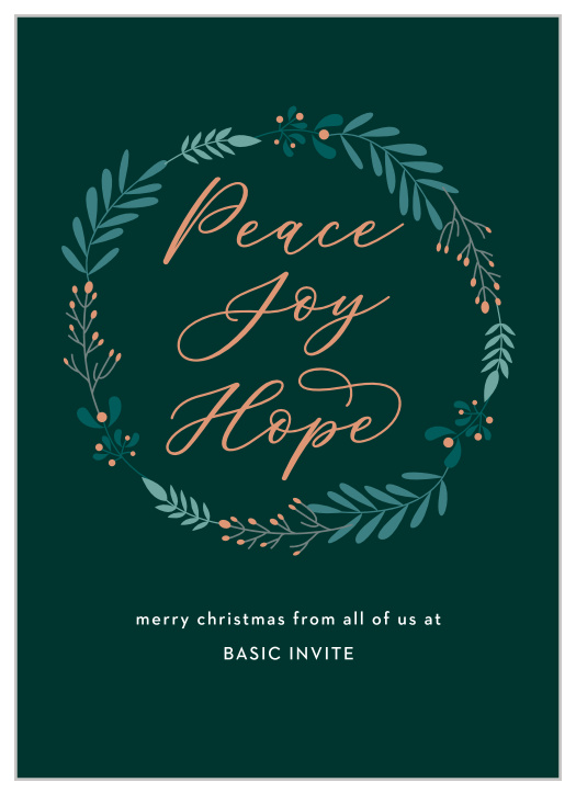 Spread the spirit of the season with our Peaceful Wreath Corporate Holiday Cards.