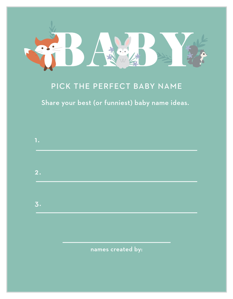 Friendly Forest Baby Name Contest