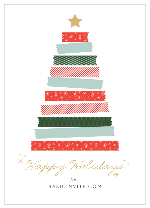 Stack your sweet sentiments as high as the gifts forming our Washi Tree Corporate Holiday Cards. With a golden script spelling out your well-wishes and an elegant print to sign off on, these cards are perfect for each of your employees.