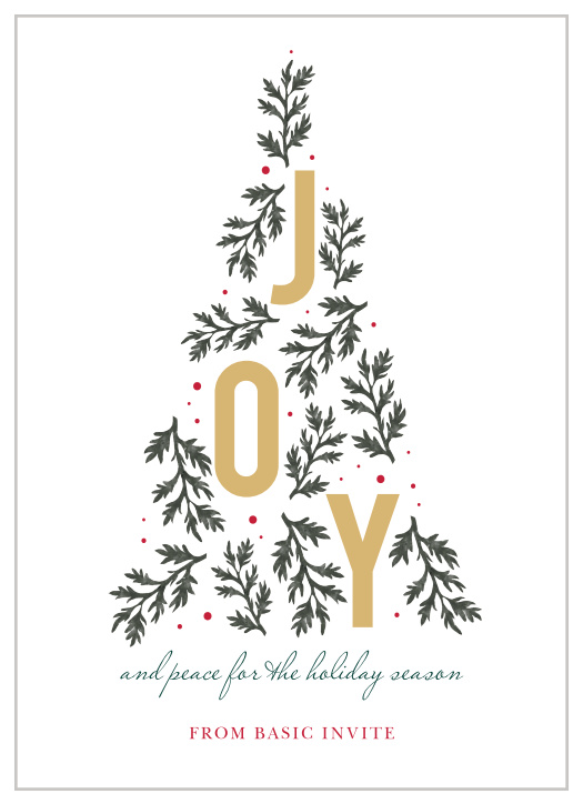 Watch employee morale and favor grow as quickly as our Tree of Joy Corporate Holiday Cards! Spell out your holiday well-wishes in a stunning green script, followed quickly by your signature in red print. With bright gold-foil filling the tree above with literal joy, these cards are a gorgeous way to make sure all of your employees know how appreciated they are.