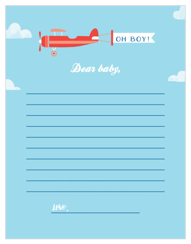 Let your baby shower take flight with our In The Clouds Letter to Baby.