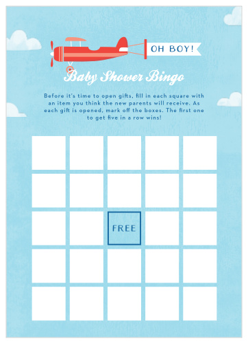 Let your baby shower take flight with our In The Clouds Baby Shower Bingo.