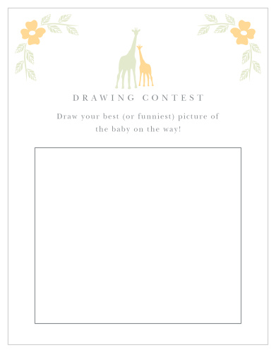 Our adorable Delicate Giraffe Baby Drawing Contest will have your shower guests beaming from ear to ear.