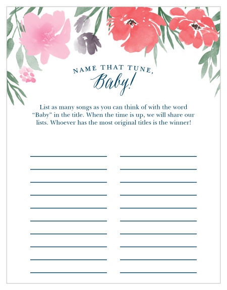 Scramble to think of the most original song titles with our simple, but hilarious, Watercolor Garden Baby Song Contest.