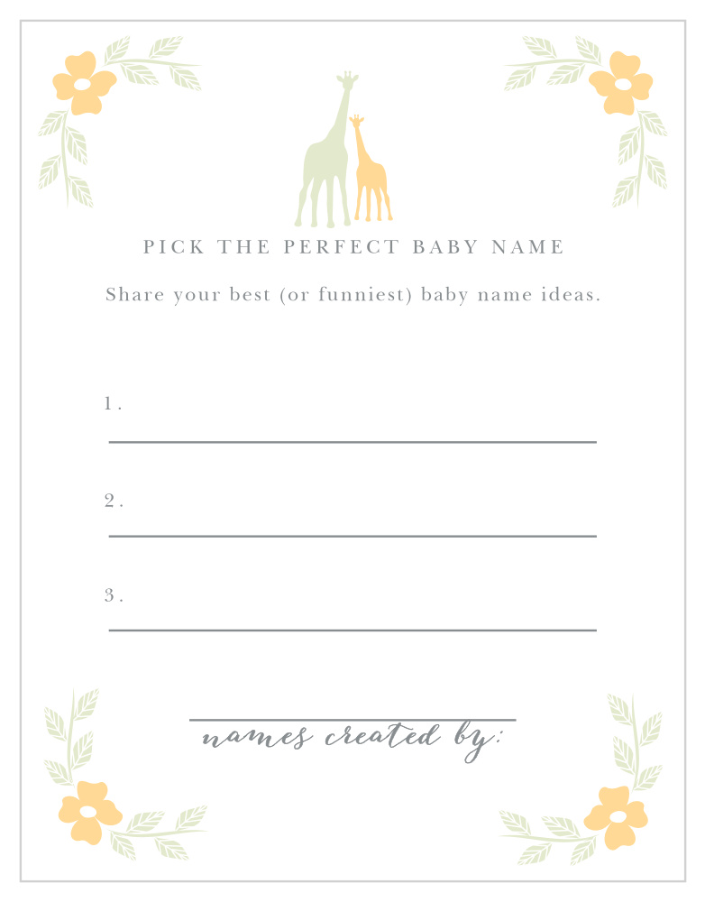 Delicate Giraffe Baby Name Contest