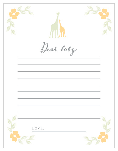 Our adorable Delicate Giraffe Letter to Baby will have your shower guests beaming from ear to ear.