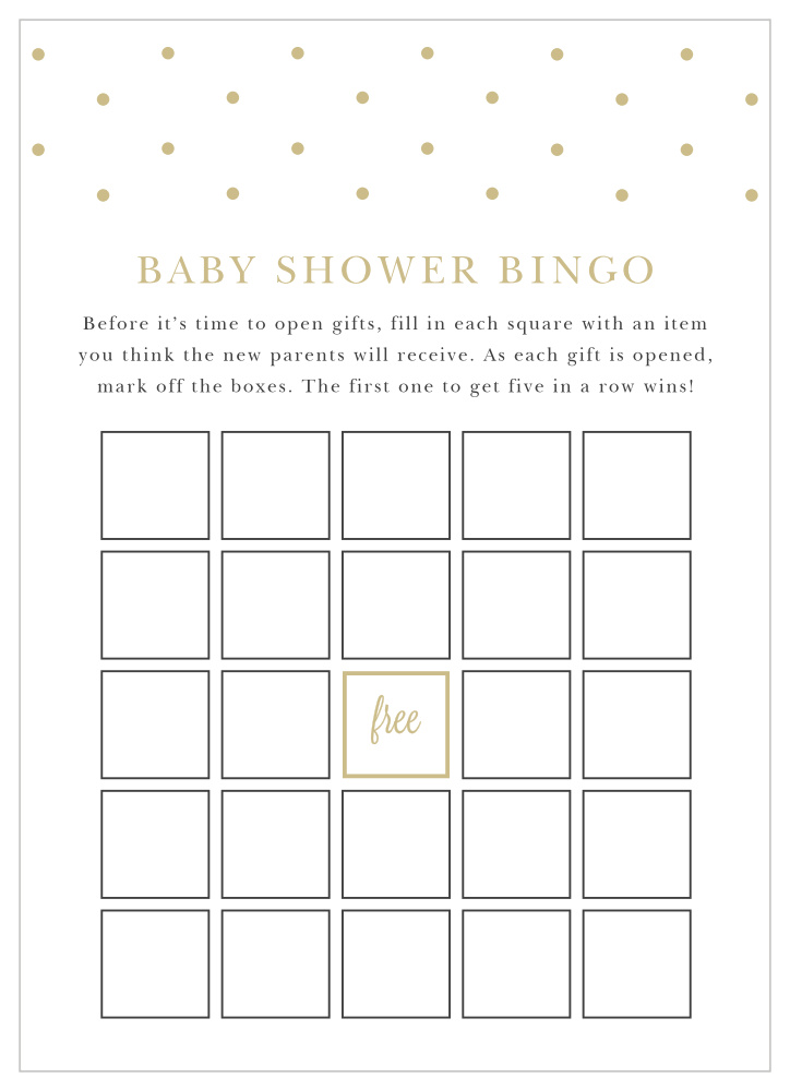 Darling Dots Baby Shower Bingo