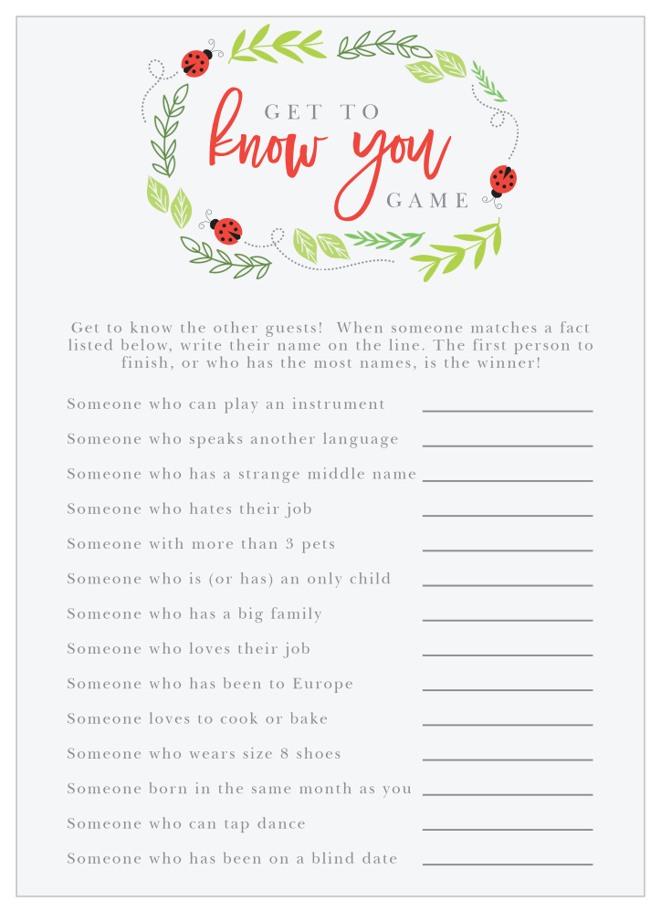 Little Ladybug Get to Know You Game