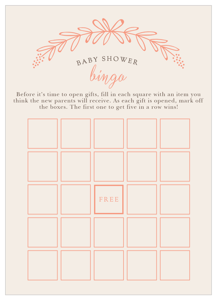 Garden Wreath Baby Shower Bingo