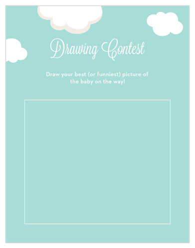 Give your guests the opportunity to provide a snapshot of your newborn in hilarious or heartfelt sketches with our Special Stork Baby Drawing Contest! Use the gorgeous sky colors to catch their attention and neat typography to guide them through the game for a guaranteed good time.