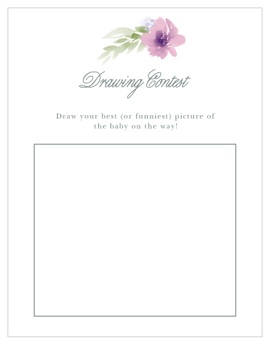 Give your guests the opportunity to provide a snapshot of your newborn in hilarious or heartfelt sketches with our Floral Delight Baby Drawing Contest!