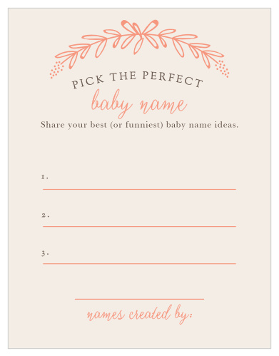 Our Garden Wreath Baby Name Contest shower game is the perfect fit for a minimal-themed baby shower.
