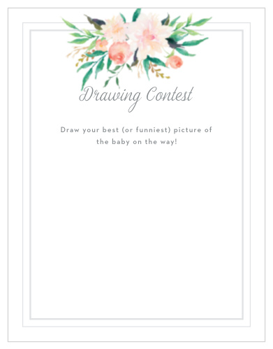Give your guests the opportunity to provide a snapshot of your newborn in hilarious or heartfelt sketches with our Blossoming Love Baby Drawing Contest!