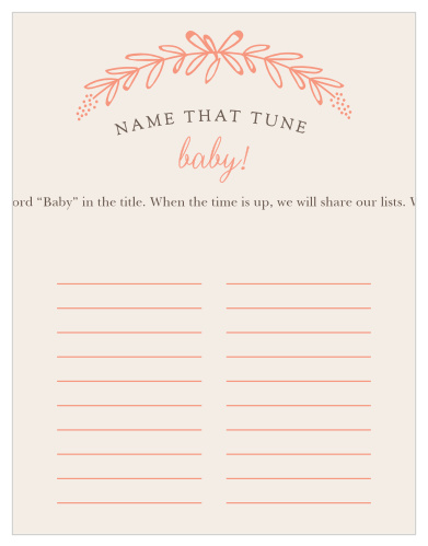 Our Garden Wreath Baby Song Contest shower game is the perfect fit for a minimal-themed baby shower.