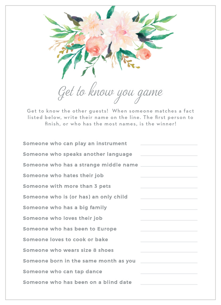 Blossoming Love Get to Know You Game