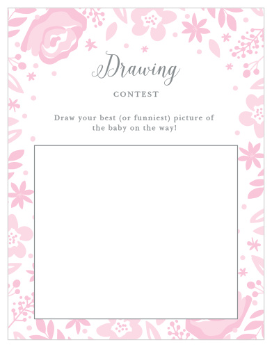 Give your guests the opportunity to provide a snapshot of your newborn in hilarious or heartfelt sketches with our Baby Blooms Baby Drawing Contest!