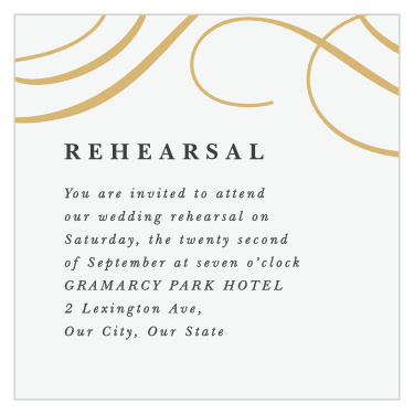 Practice makes perfect! Gather family and friends the night before with our Old World Swirls Rehearsal Cards to ensure everything goes smoothly!