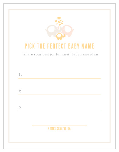 Delight your shower guests with our adorable Baby Elephant Baby Name Contest. 