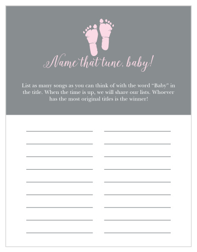 Our precious Little Girl Footprints Baby Song Contest will be an adorable addition to your baby shower.