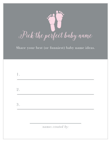 Our precious Little Girl Footprints Baby Name Contest will be an adorable addition to your baby shower.