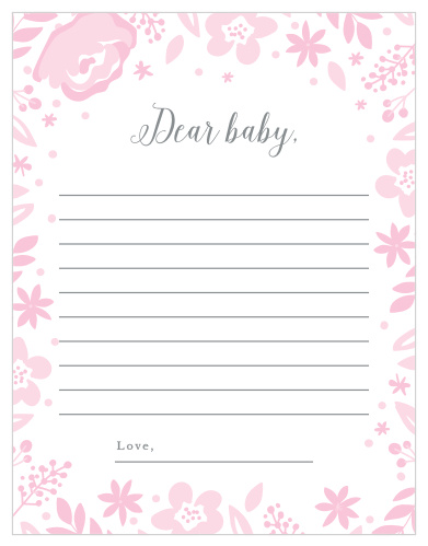 Collect the sweet sentiments and tender thoughts of your friends and family with our stunning Baby Blooms Letter to Baby.