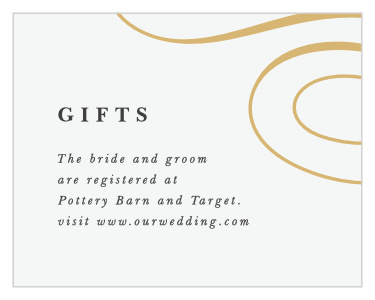 Inform family and friends where you have registered for wedding gifts with our Old World Swirls Registry Cards.