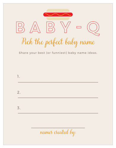 Entertain your friends and family at your backyard shower with our Baby-Q Baby Name Contest.