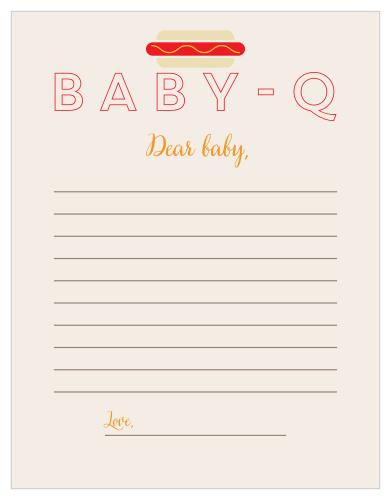 Entertain your friends and family at your backyard shower with our Baby-Q Letter to Baby.