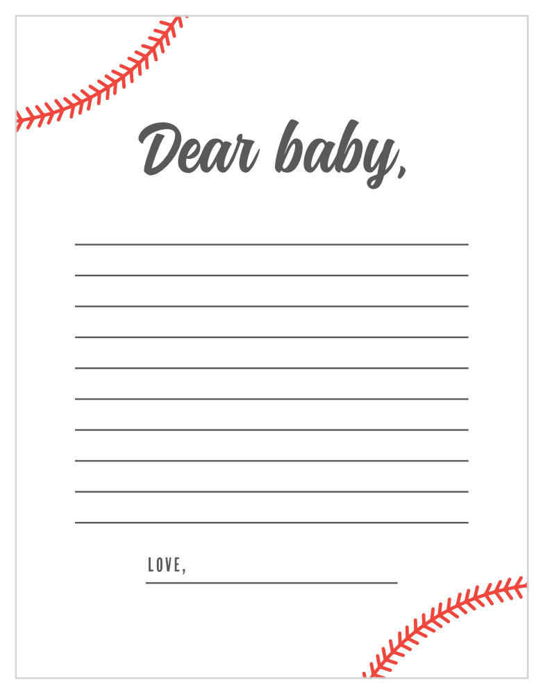 Baseball Baby Letter to Baby