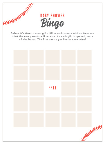 Hit it out of the park with our Baseball Baby Baby Shower Bingo.