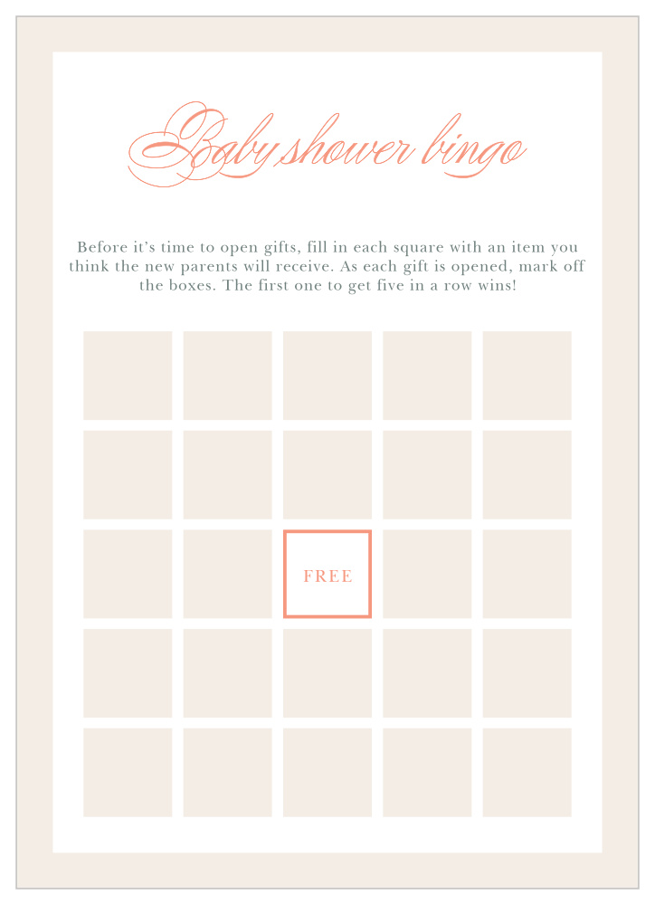 Once Upon A Time Baby Shower Bingo