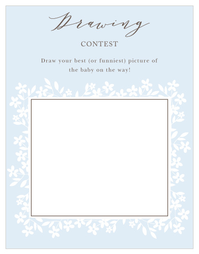 Give your guests the opportunity to provide a snapshot of your newborn in hilarious or heartfelt sketches with our Flower Garden Baby Drawing Contest!