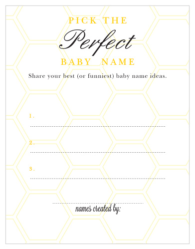 Make a buzz with our Mommy To Bee Baby Name Contest game.